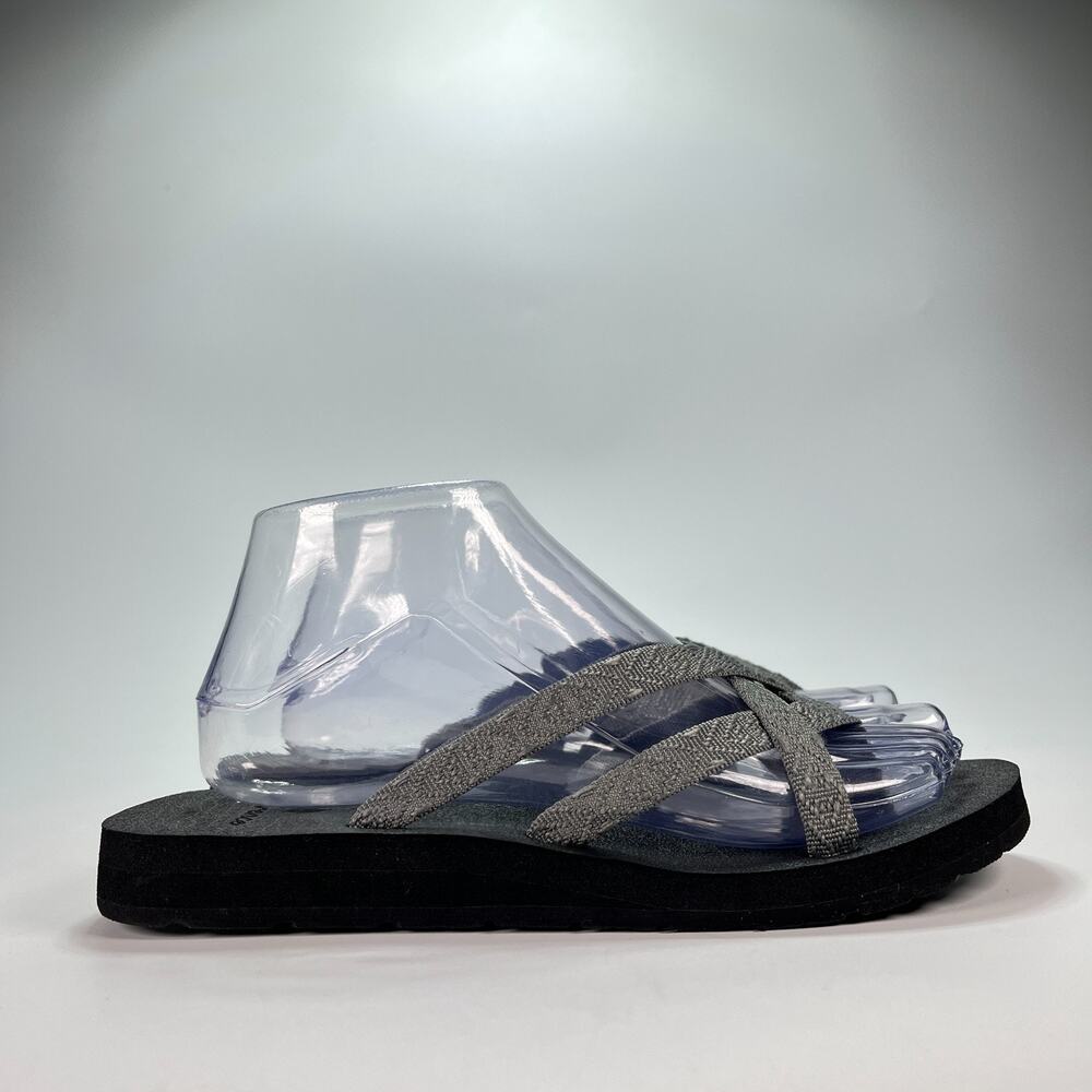 Merence Gray Black Slip On Crisscross Strap Sandals Women's Size US 8.5 EU 39